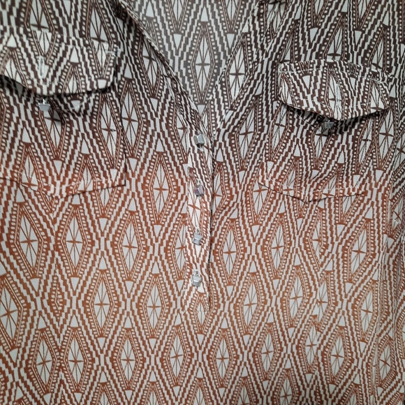 Ariat Womens Willa Top Brown Aztec Jacquard Long Sleeve Button Up Medium - Picture 3 of 7
